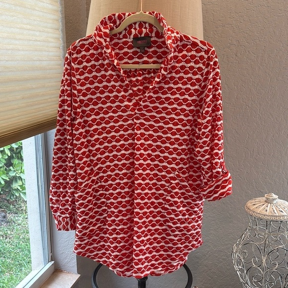 Forcynthia Tops - Forcynthia Beachwear Coverup in Orange and White Size Large